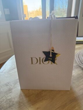 Dior White Gift Bag with Gold Logo and Star Tag